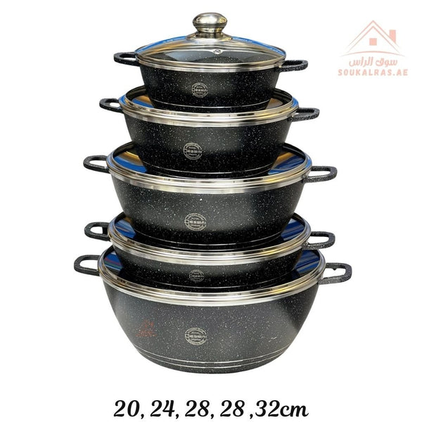 Royal Dessini 10 - Piece Granite Cookware Set | Premium Non - Stick & Scratch - Resistant | Durable & Stylish for Every Kitchen - Souk Al Ras