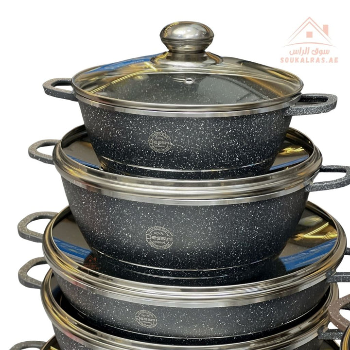 Royal Dessini 10 - Piece Granite Cookware Set | Premium Non - Stick & Scratch - Resistant | Durable & Stylish for Every Kitchen - Souk Al Ras