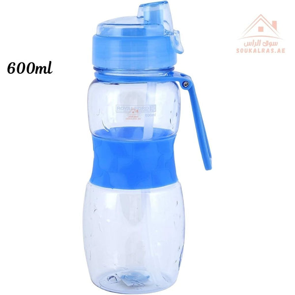 Royalford 600 ml Water Bottle | Mixed Color | Leak - Proof Reusable Hydration Bottle | Wide Mouth with Hanging Clip – Perfect for Gym, Travel & Daily Use - Souk Al Ras