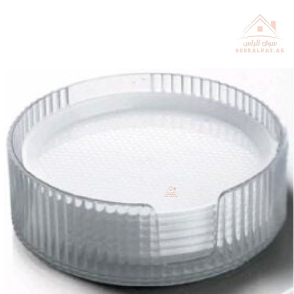 Royalford Acrylic Tea Coasters Set – 6 Pieces with Elegant Holder | Prevents Spills and Protects Your Table from Stains - Souk Al Ras