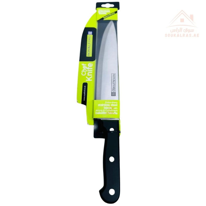 Royalford Chef Knife 23CM | Stainless Steel Kitchen Knife | Ergonomic Handle | Ideal for Cutting & Slicing - Souk Al Ras