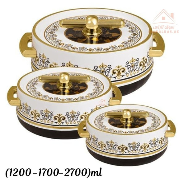 Royalford Heritage 3 - Piece Insulated Hot Pot Set | Stainless Steel Inner Casing | Keeps Food Hot & Fresh for Hours | Made in India - Souk Al Ras