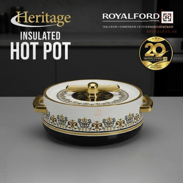 Royalford Heritage Insulated Hot Pot | Stainless Steel Inner Casing | Premium PU Insulation | Keeps Food Hot for Hours | Made in India - Souk Al Ras