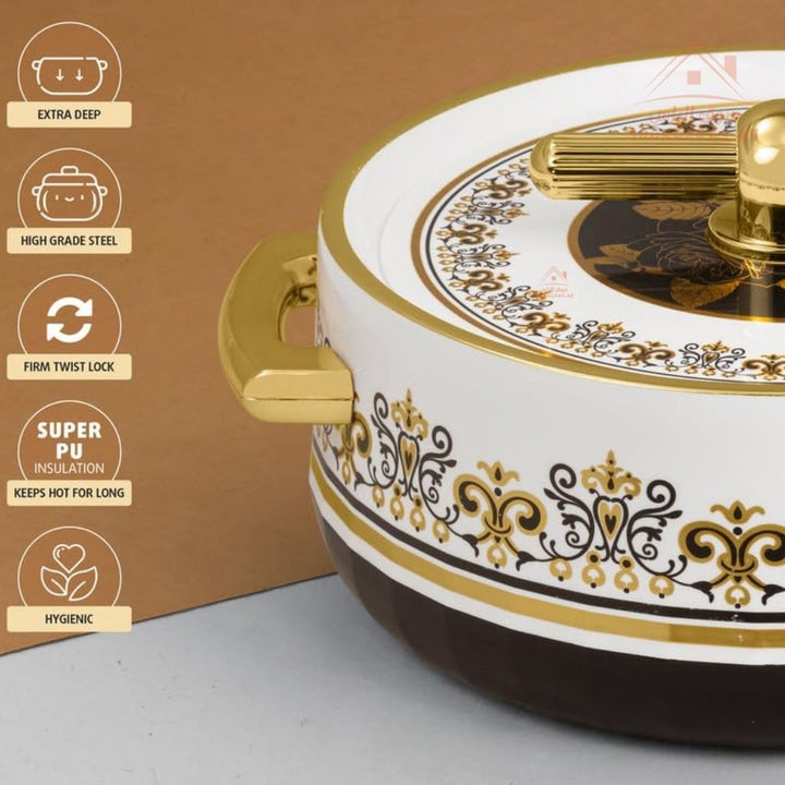 Royalford Heritage Insulated Hot Pot | Stainless Steel Inner Casing | Premium PU Insulation | Keeps Food Hot for Hours | Made in India - Souk Al Ras