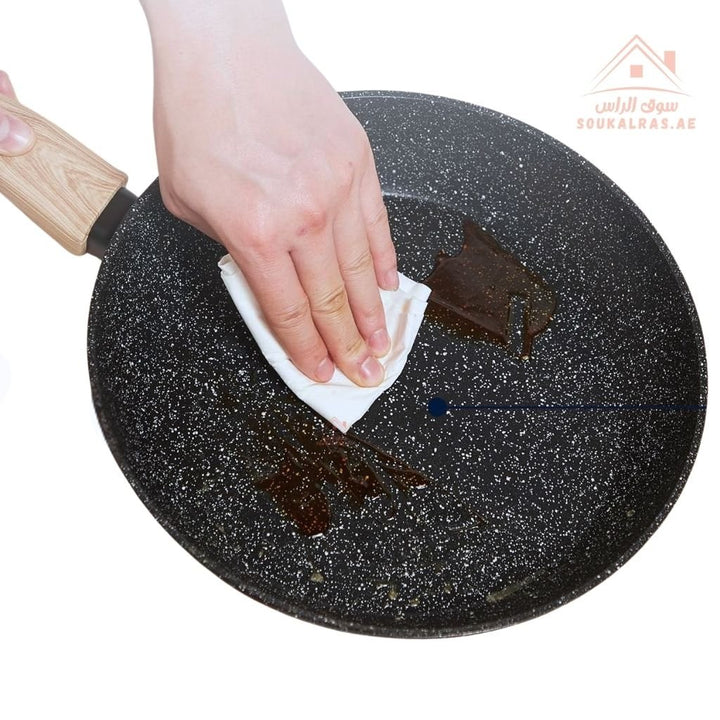 Royalford Multi stone Forged Granite Cookware Set – 9 Pieces | Granite Coating | 6 - Layer Non - Stick | Induction Compatible - Souk Al Ras