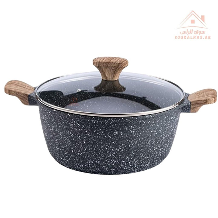 Royalford Multi stone Forged Granite Cookware Set – 9 Pieces | Granite Coating | 6 - Layer Non - Stick | Induction Compatible - Souk Al Ras