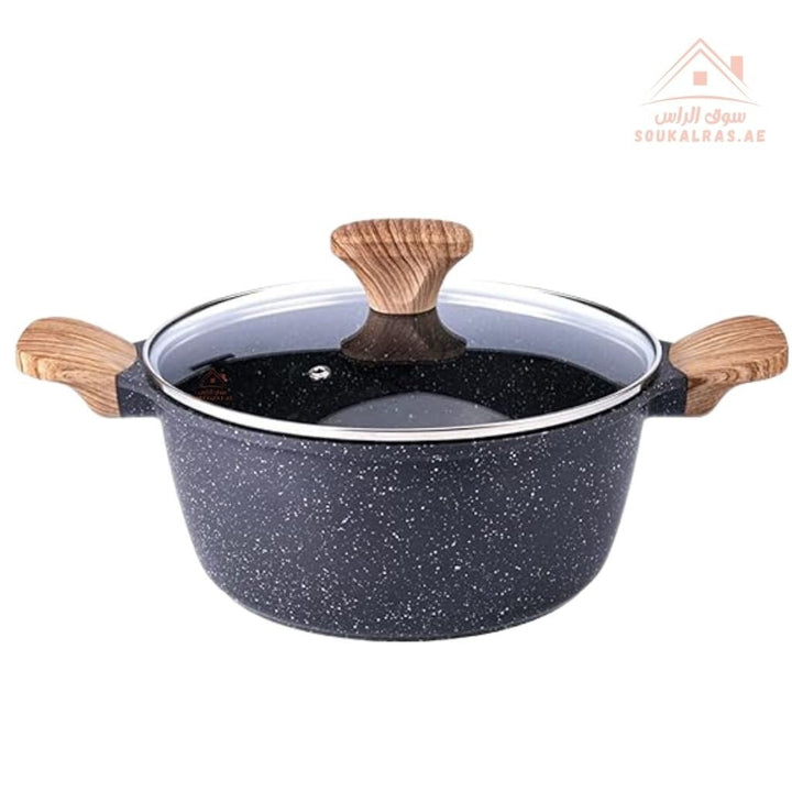 Royalford Multi stone Forged Granite Cookware Set – 9 Pieces | Granite Coating | 6 - Layer Non - Stick | Induction Compatible - Souk Al Ras