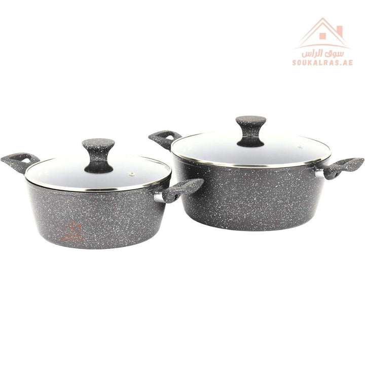 Royalford Prido Forged Ceramic Cookware Set – 8 Pieces | Durable Ceramic Non - Stick Interior | 4 - Layer Coating | Induction Compatible - Souk Al Ras