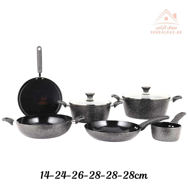 Royalford Prido Forged Ceramic Cookware Set – 8 Pieces | Durable Ceramic Non - Stick Interior | 4 - Layer Coating | Induction Compatible - Souk Al Ras