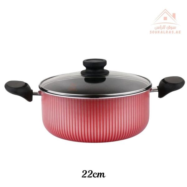 Royalford Scarlet Honeycomb Casserole | Durable Non - Stick Cookware with Tempered Glass Lids - Souk Al Ras
