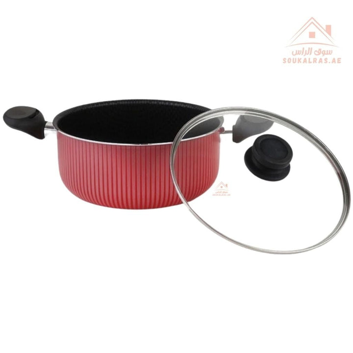 Royalford Scarlet Honeycomb Casserole | Durable Non - Stick Cookware with Tempered Glass Lids - Souk Al Ras