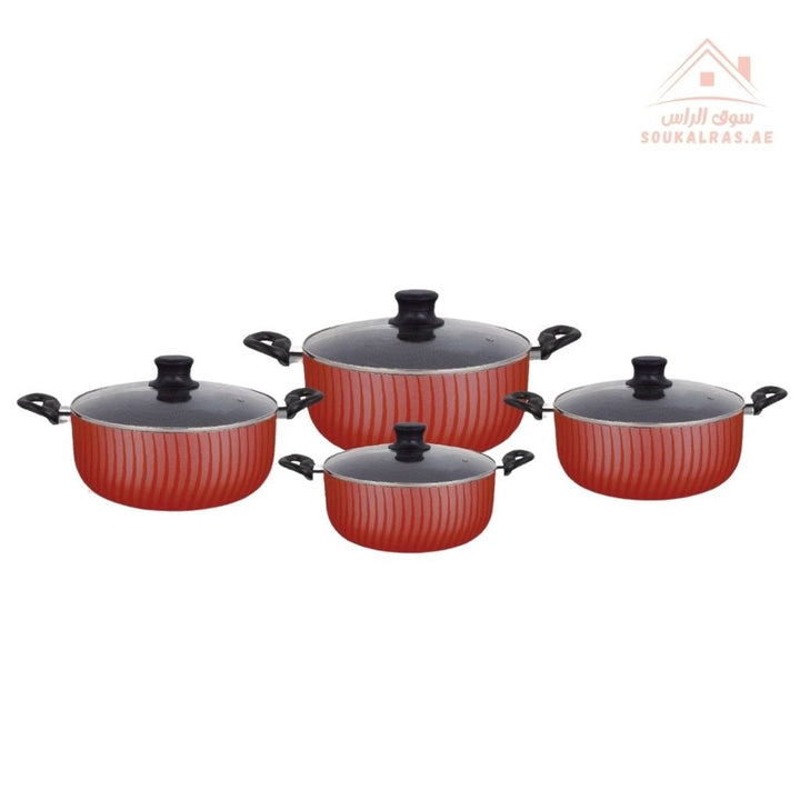 Royalford Scarlet Honeycomb Casserole | Durable Non - Stick Cookware with Tempered Glass Lids - Souk Al Ras