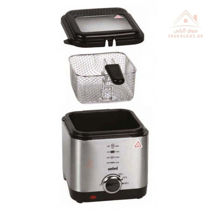 Sanford 1.5L Deep Fryer | 900W | Adjustable Temperature | Stainless Steel Body adjustable temperature (150–190ºC) - Souk Al Ras