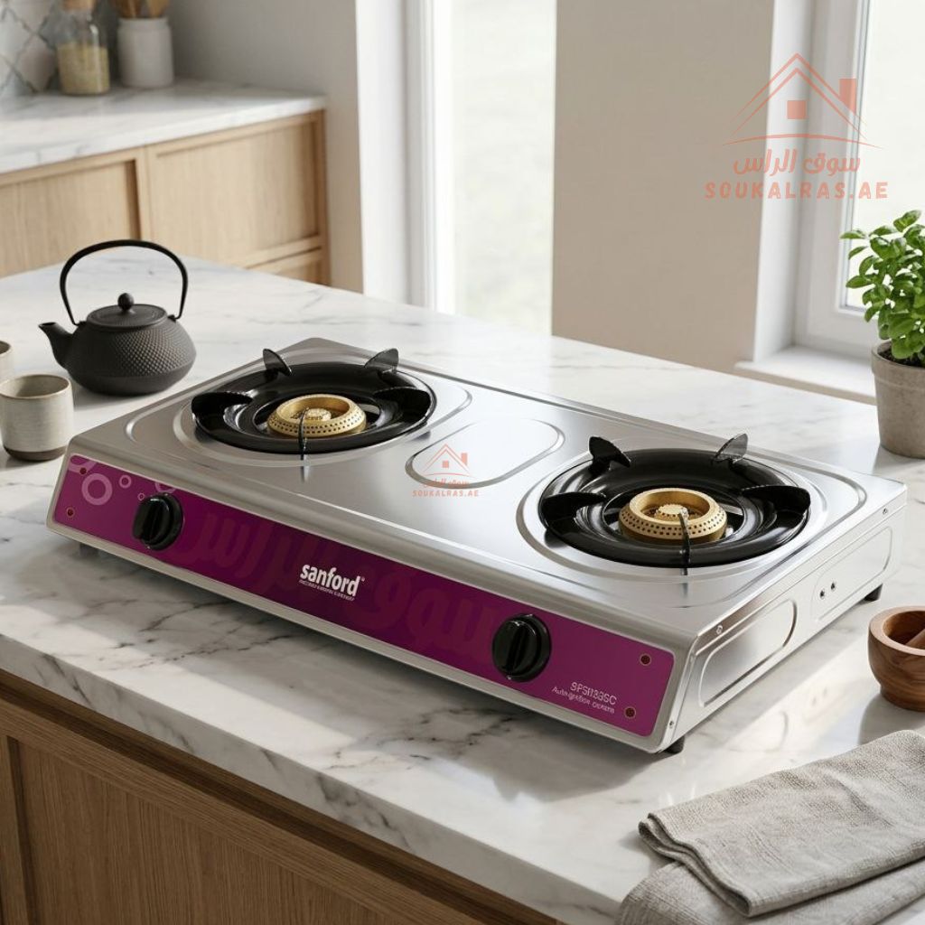 Sanford 2-Burner Stainless Steel Gas Stove Auto Ignition Low Gas