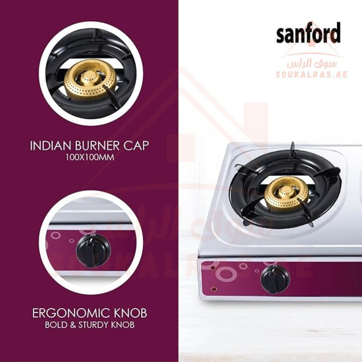 Sanford 2 - Burner Stainless Steel Gas Stove Auto Ignition Low Gas Consumption - Souk Al Ras