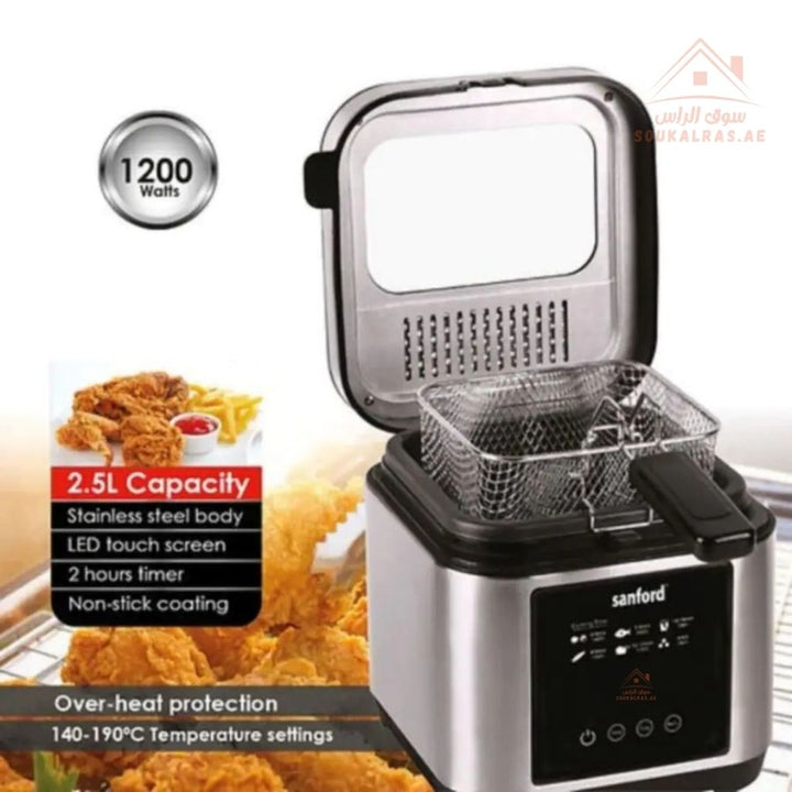Sanford 2.5L Deep Fryer | 1200W | LED Touch Screen | Stainless Steel Body | Digital Display - Souk Al Ras