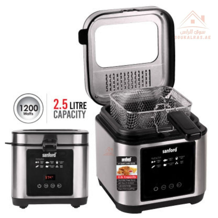 Sanford 2.5L Deep Fryer | 1200W | LED Touch Screen | Stainless Steel Body | Digital Display - Souk Al Ras