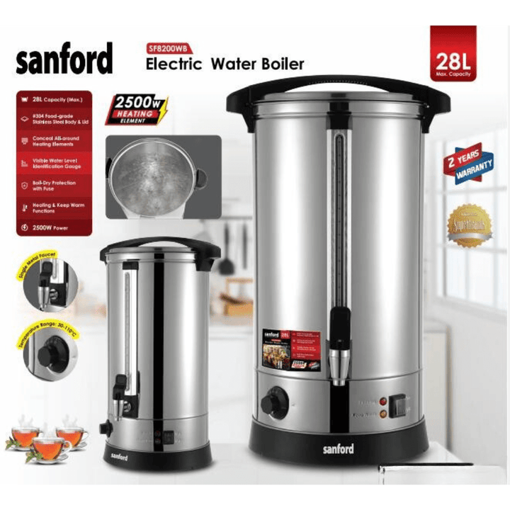 Sanford 28L Electric Water Boiler | 2500W Power | Stainless Steel | Heating & Keep Warm Functions - Souk Al RasHousehold