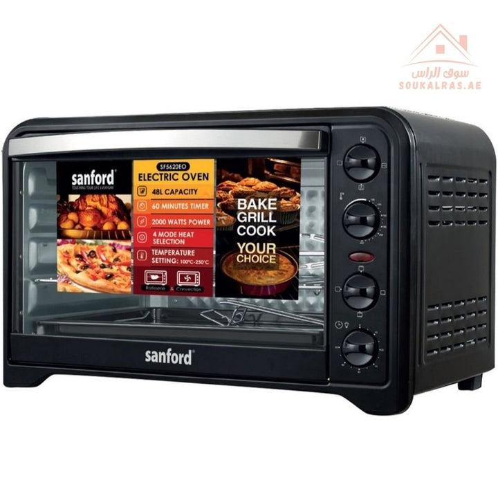 Sanford 48L Electric Oven | 2000W Powerful Heating | Grill, Rotisserie & Convection | 100 - 250°C Temperature Control | Stainless Steel Heating | 60 - Min Timer - Souk Al Ras