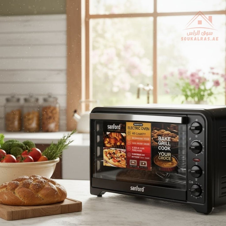 Sanford 48L Electric Oven | 2000W Powerful Heating | Grill, Rotisserie & Convection | 100 - 250°C Temperature Control | Stainless Steel Heating | 60 - Min Timer - Souk Al Ras