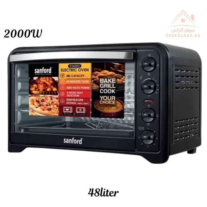 Sanford 48L Electric Oven | 2000W Powerful Heating | Grill, Rotisserie & Convection | 100 - 250°C Temperature Control | Stainless Steel Heating | 60 - Min Timer - Souk Al Ras
