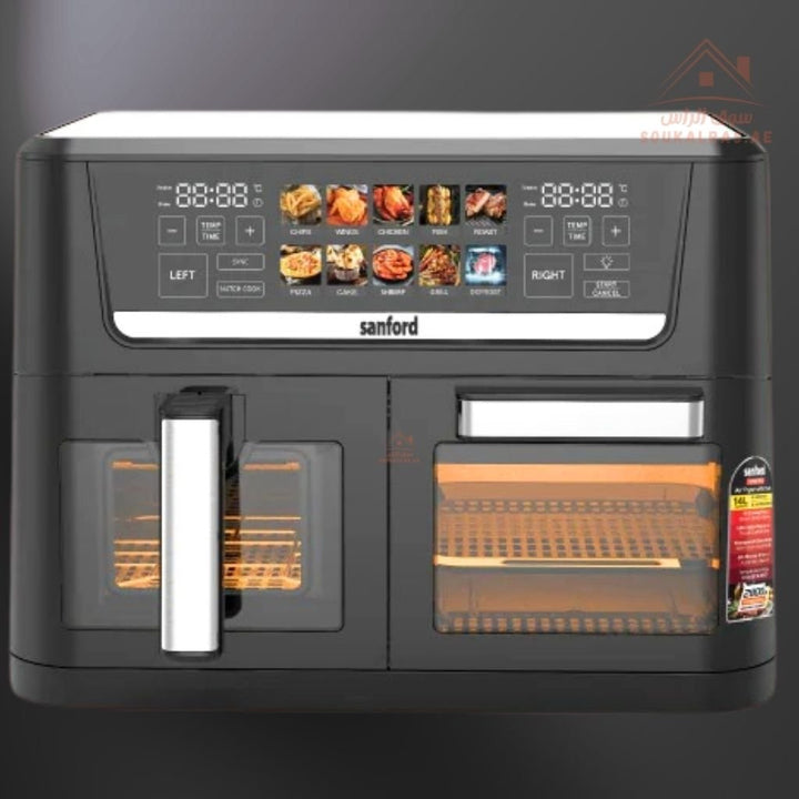 Sanford 5 - in - 1 Digital Air Fryer Oven | 14L Capacity (6L + 8L) | Dual Control Panel | 360° Hot Air Circulation - Souk Al Ras