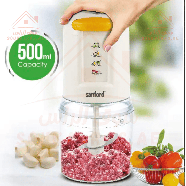 Sanford 500ml Food Chopper | Stainless Steel Double Blade | 500W Copper Motor | 2 - Year Warranty - Souk Al Ras