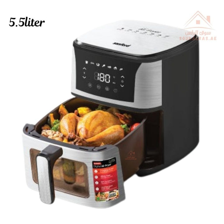 Sanford 5.5L Digital Air Fryer | 1500W | 7 Cooking Presets | LED Display | Oil - Free Healthy Cooking | Removable basket with non - stick coating - Souk Al Ras