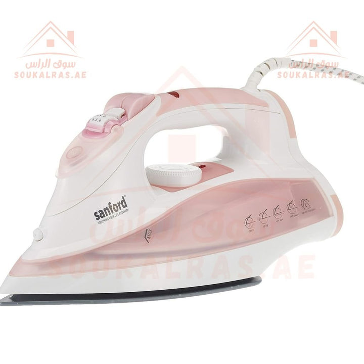 Sanford Ceramic Steam Iron - Self - Clean Feature - Ergonomic Design| Pink | Efficient Ironing Solution - Souk Al Ras