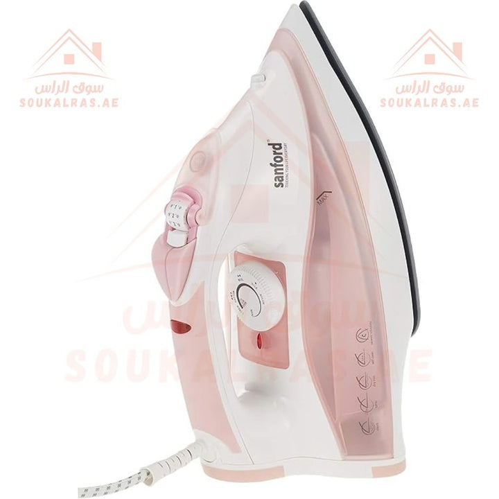 Sanford Ceramic Steam Iron - Self - Clean Feature - Ergonomic Design| Pink | Efficient Ironing Solution - Souk Al Ras