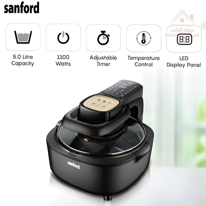 Sanford Digital Air Fryer | 1100W | 8 Preset Menus | 360° Hot Air Circulation | Healthy Oil - Free Cooking - Souk Al Ras