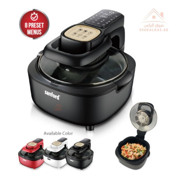 Sanford Digital Air Fryer | 1100W | 8 Preset Menus | 360° Hot Air Circulation | Healthy Oil - Free Cooking - Souk Al Ras