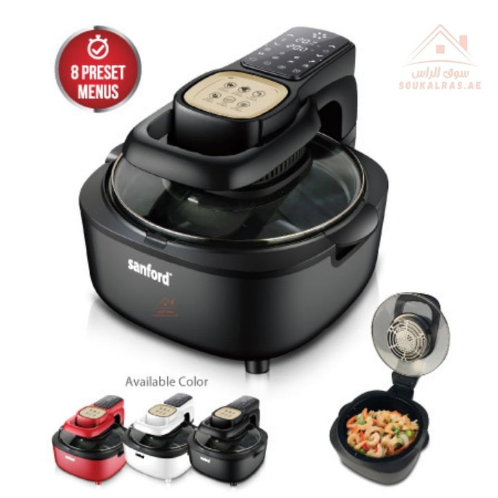 Sanford Digital Air Fryer | 1100W | 8 Preset Menus | 360° Hot Air Circulation | Healthy Oil - Free Cooking - Souk Al Ras
