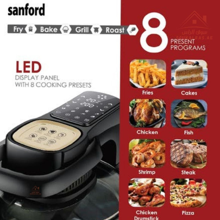 Sanford Digital Air Fryer | 1100W | 8 Preset Menus | 360° Hot Air Circulation | Healthy Oil - Free Cooking - Souk Al Ras