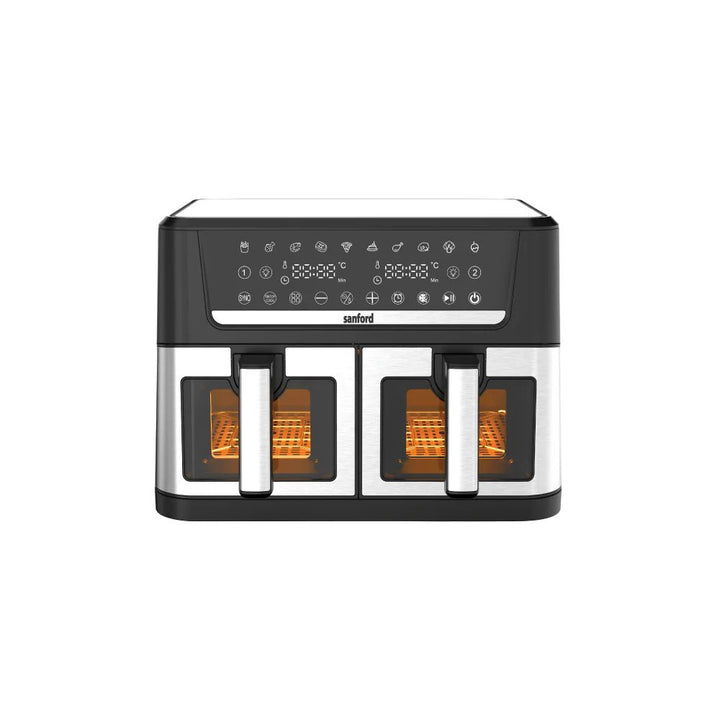 Sanford Digital Air Fryer 12L | 2800W Power | Dual Compartment with Transparent Glass | 360° Hot Air Circulation - Souk Al Ras