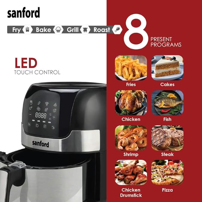 Sanford Digital Air Fryer | 8 Preset Menus Oil - Free Cooking with Vortex Technolog - Souk Al Ras