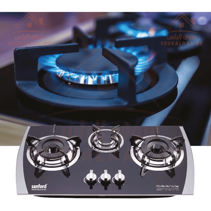 Sanford Glass Gas Hob | 3 - Burner Gas Stove | Stylish and Efficient Cooking - Souk Al Ras