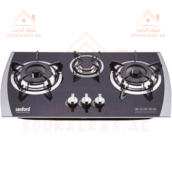 Sanford Glass Gas Hob | 3 - Burner Gas Stove | Stylish and Efficient Cooking - Souk Al Ras