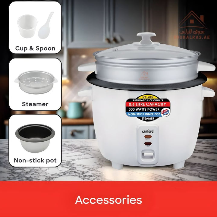 Sanford Rice Cooker | 1.0L Capacity | 400W Power | Automatic Cooking & Keep Warm Function, Mix Colors - Souk Al Ras