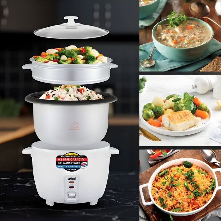 Sanford Rice Cooker | 1.0L Capacity | 400W Power | Automatic Cooking & Keep Warm Function, Mix Colors - Souk Al Ras
