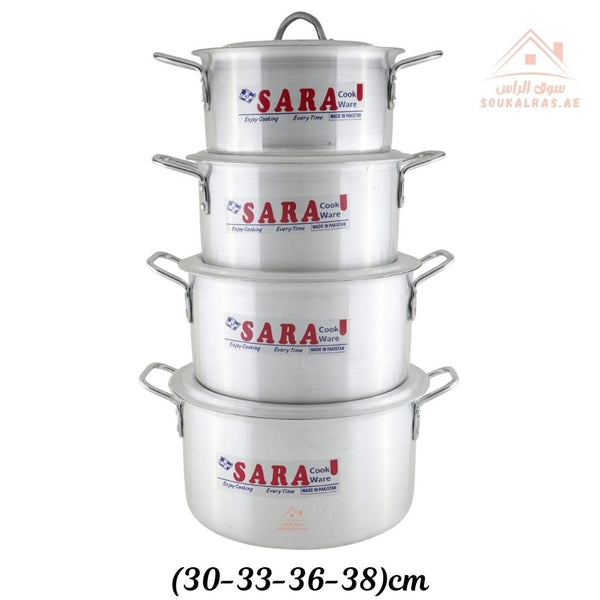 SARA 8 - Piece Aluminum Cookware Set | Heavy - Duty Cooking Pots, even heat distribution| perfect for cooking rice, curries, and family meals. - Souk Al Ras