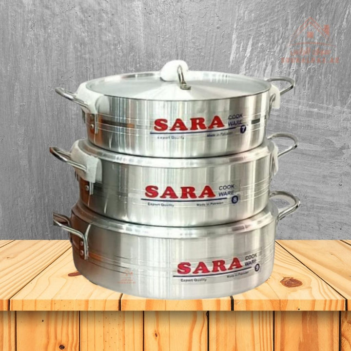 SARA Heavy Fish Pot 8 - Piece Aluminum Cookware Set | Durable Cooking Pots, perfect for cooking fish, rice, curries, and family meals. Durable - Souk Al Ras