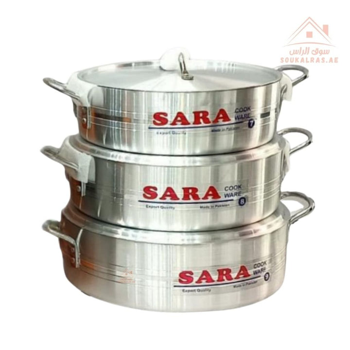 SARA Heavy Fish Pot 8 - Piece Aluminum Cookware Set | Durable Cooking Pots, perfect for cooking fish, rice, curries, and family meals. Durable - Souk Al Ras