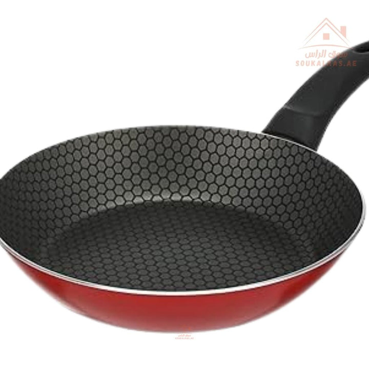 Scarlet Honeycomb Frypan | Durable Aluminum Body | 3 - Layer Non - Stick Coating & Heat - Resistant Handle - Souk Al Ras