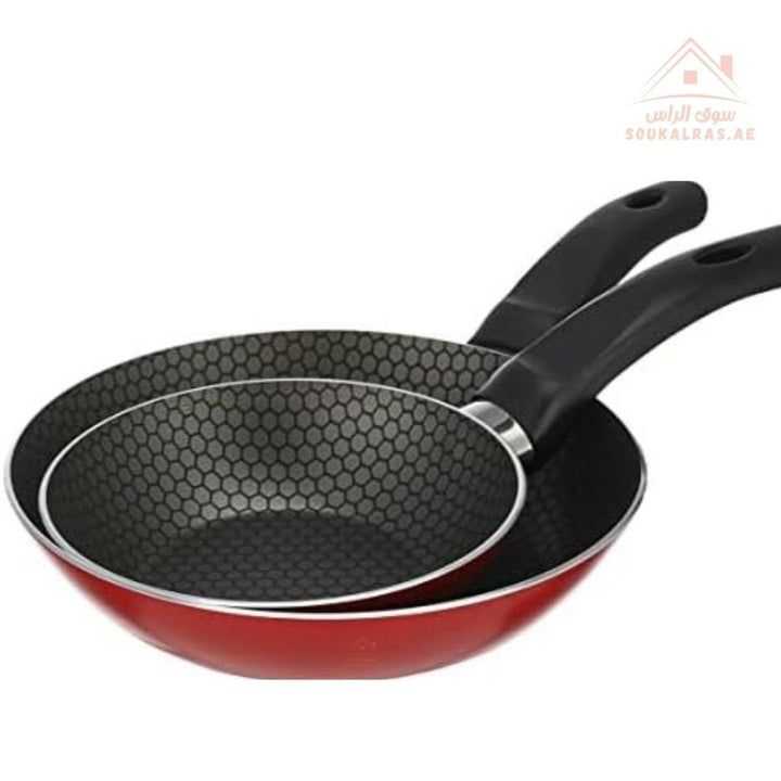 Scarlet Honeycomb Frypan | Durable Aluminum Body | 3 - Layer Non - Stick Coating & Heat - Resistant Handle - Souk Al Ras
