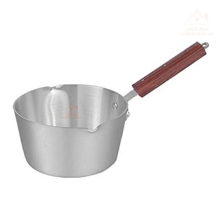 SIGMA 5 - Piece Aluminum Milk Pan Set | Wooden Handle | Sizes 14 - 16 - 18 - 20 - 22CM | Lightweight & Durable | Made in India - Souk Al Ras