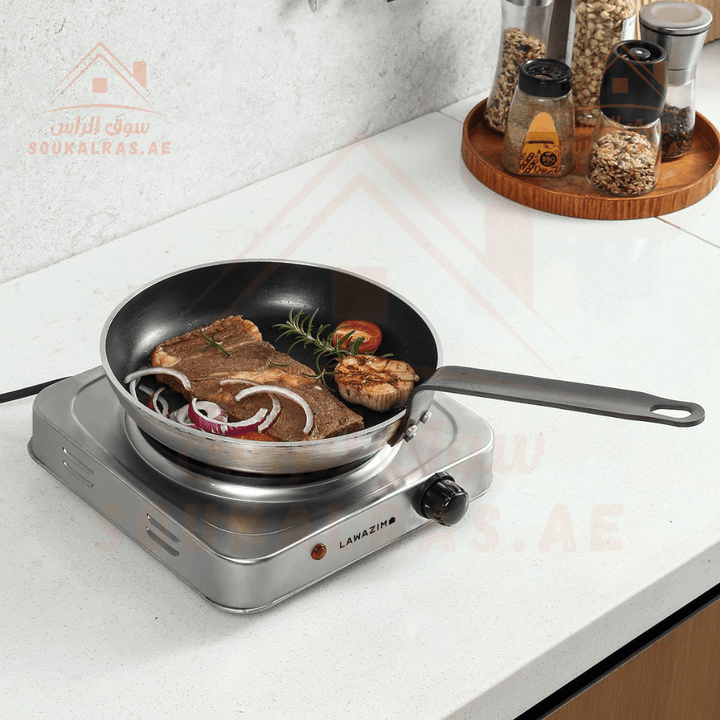 silver Single Burner Electric Flat Stove - Best for travelling - Souk Al RasHousehold