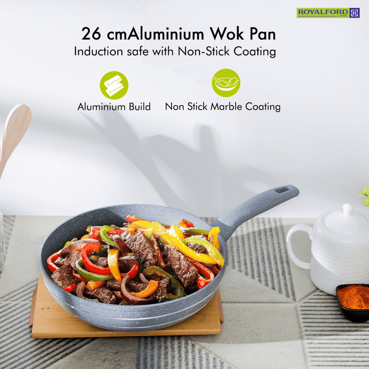 Smart Wok Pan with Durable Marble Coating 26Cm - Souk Al RasPots & Pans