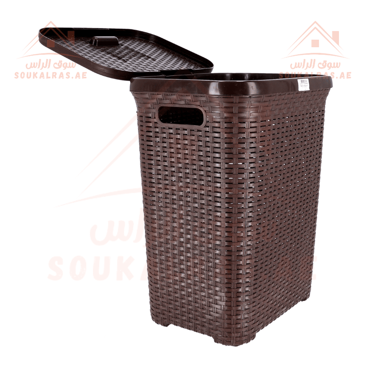 Square Laundry Basket with Portable Handles and Lid - Souk Al RasHousehold