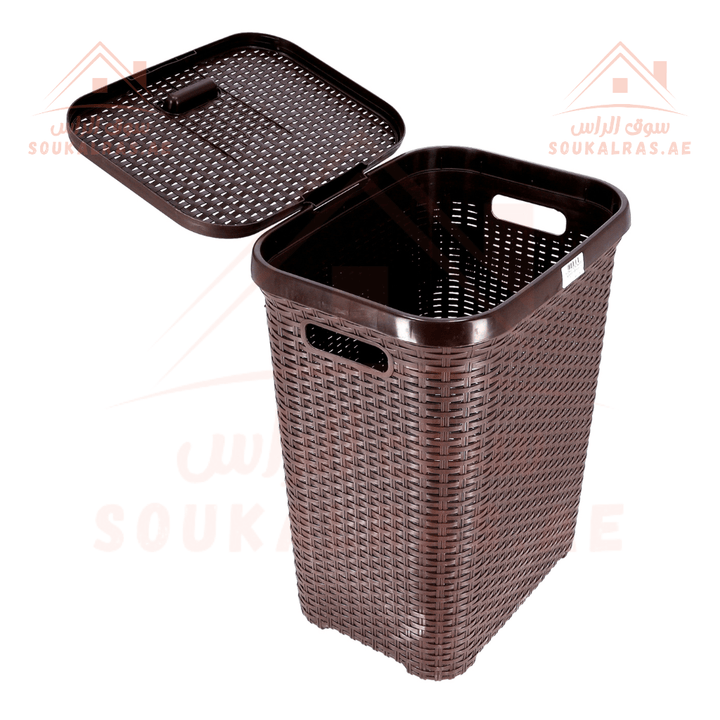 Square Laundry Basket with Portable Handles and Lid - Souk Al RasHousehold